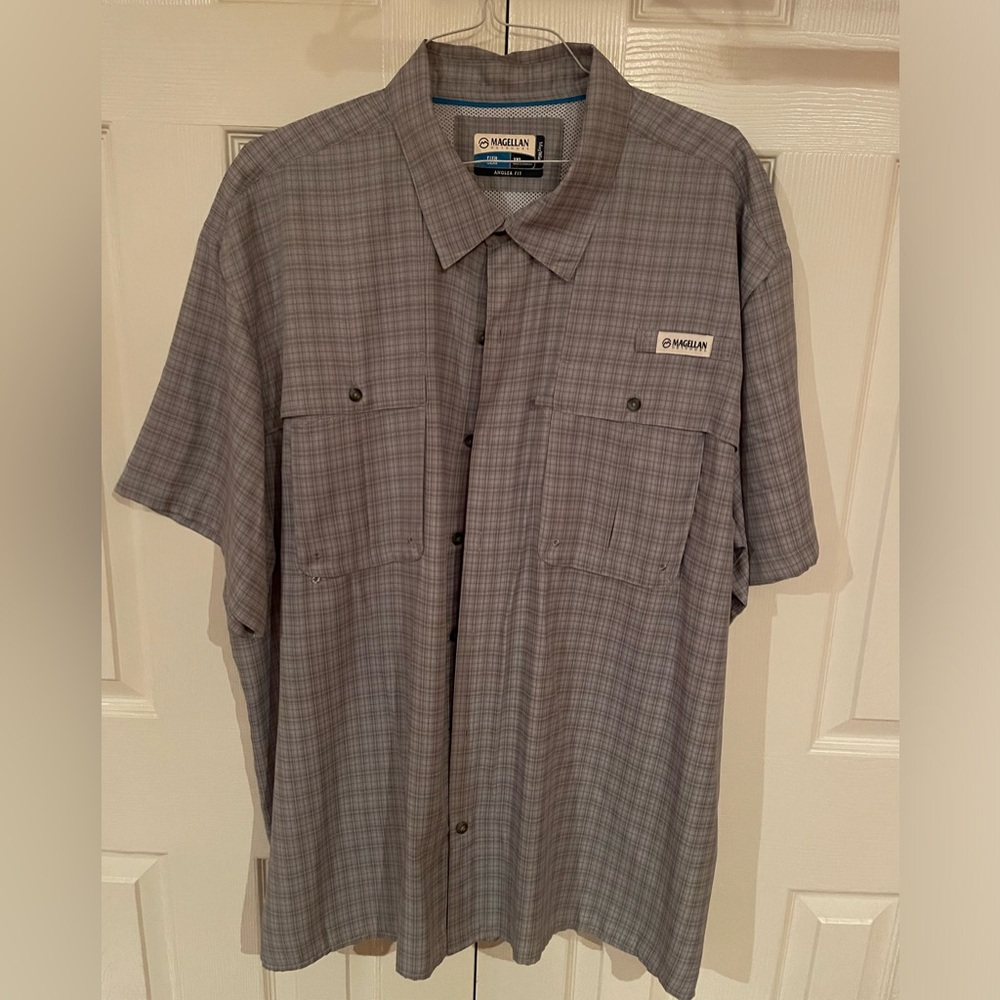 Magellan Grey Stripped Design 3XL Angler Fit Button Down Shirt